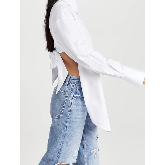 Ser.o.ya white Mel Top 👻 tie back button up shirt - Picture 6 of 9